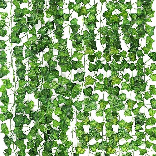 12 Pack 98 Feet Fake Ivy Leaves Artificial Ivy Garland Greenery Garlands Hanging Plant Vine for Wedding Wall Party Room Astethic Stuff Decor - Lasercutwraps Shop