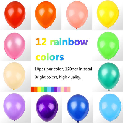 120 Balloons Assorted Color 12 Inches Rainbow Latex Balloons, 12 Bright Color Party Balloons for Birthday Baby Shower Wedding Party Supplies - Lasercutwraps Shop