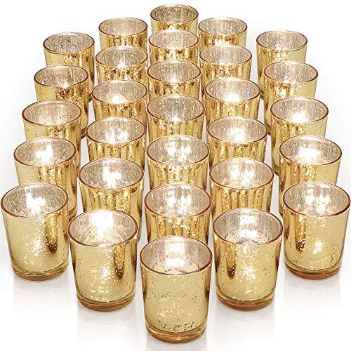 12 pcs Gold Votive Candle Holders for Wedding Centerpieces and Table Decor - Lasercutwraps Shop