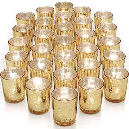 12 pcs Gold Votive Candle Holders for Wedding Centerpieces and Table Decor - Lasercutwraps Shop