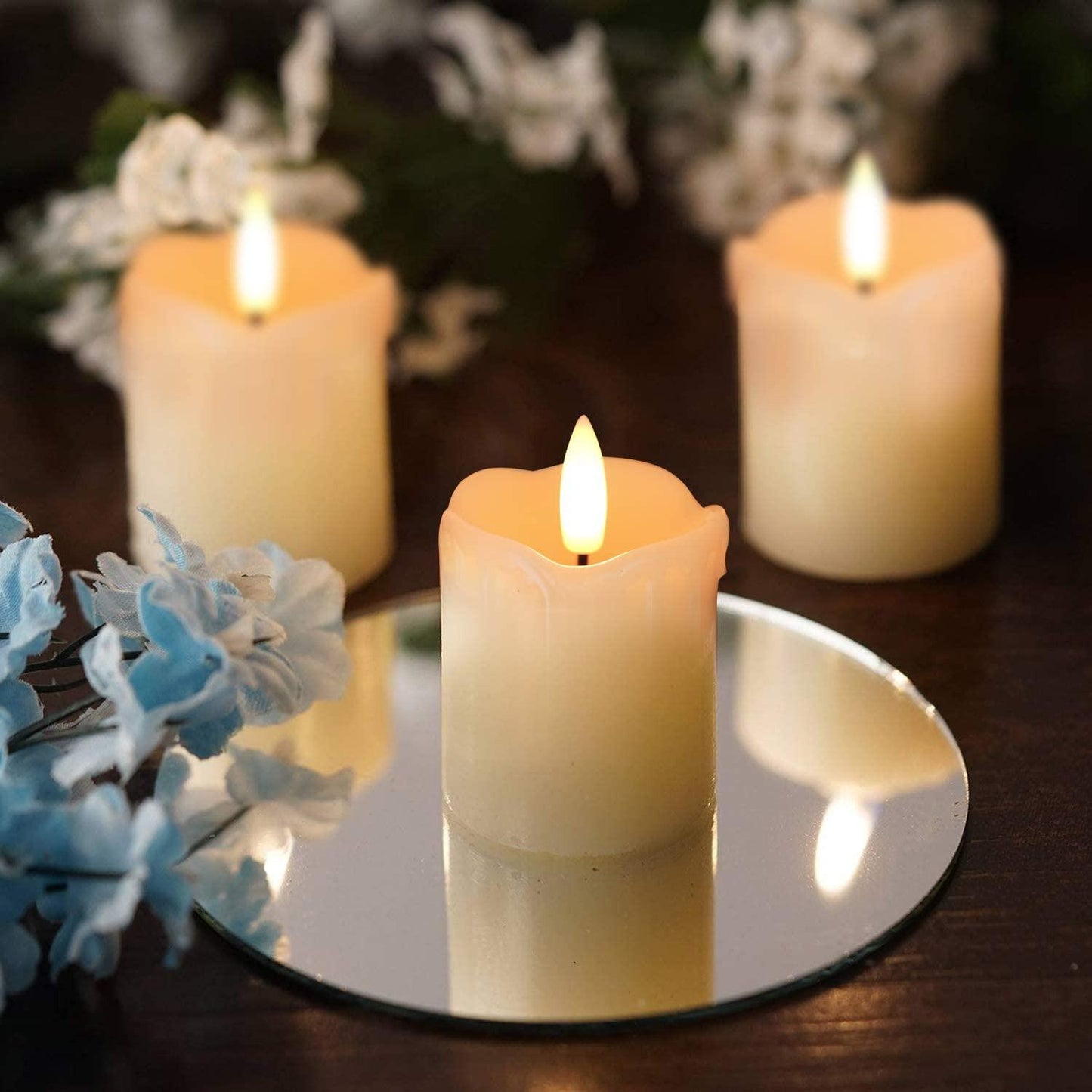 Set of 6 Flameless Votive Candles with Timer, 2" x 2" Real Wax, 400+Hour Realistic Black Wick Battery Operated Candles for Wedding, Party - Lasercutwraps Shop
