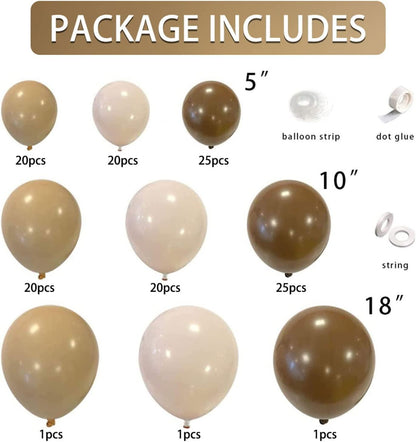 Brown Balloons Garland Arch Kit Double-Stuffed Nude Balloons Tan Coffee Brown Blush Neutral Balloons Jungle Theme - Lasercutwraps Shop