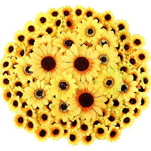 250pcs Artificial Silk Sunflower Heads Fake Faux Flower Heads Yellow Floral for Wedding Centerpieces Decor Home Decoration Garden Wreath Art Craft (Multi Size) - Lasercutwraps Shop
