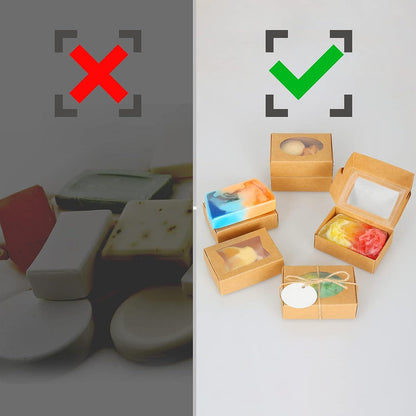 Mini Kraft Boxes with Window Soap Boxes for Homemade Soap Candy Chocolate Bakery Cookies Soap Packaging - Lasercutwraps Shop