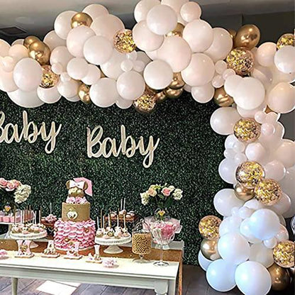 124Pcs White Gold Latex Balloon Arch Garland for Baby Shower Wedding Birthday - Lasercutwraps Shop