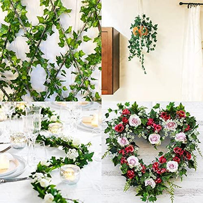 24pcs 158 Feet Fake Ivy Leaves Fake Vines Artificial Ivy, Silk Ivy Garland Greenery Artificial Hanging Plants for Wedding Wall Decor, Party Room Decor - Lasercutwraps Shop