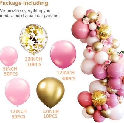 136Pcs Pink and Gold Baby Shower Balloons, Dusty Rose Pink Ballon Garland Balloons Kit - Lasercutwraps Shop