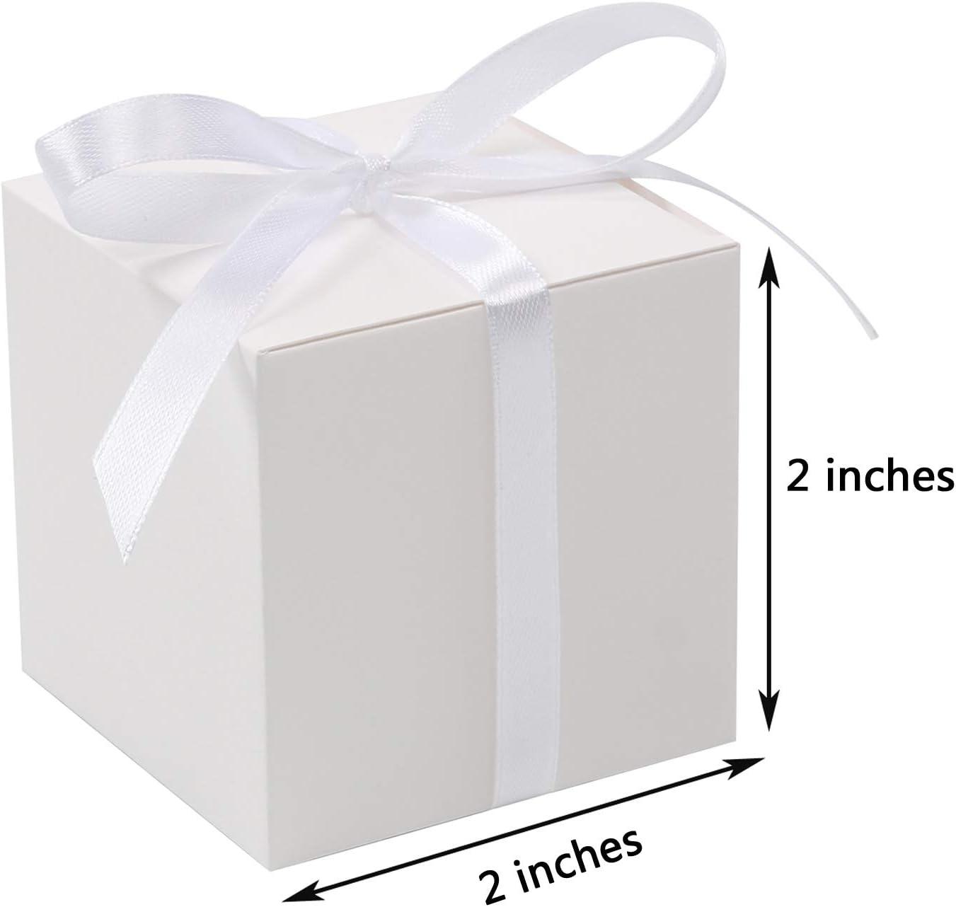 100pcs Small Gift Boxes, Favor Boxes 2x2x2 inches Paper Gift Boxes with Ribbons Candy Box for Wedding Favors Baby Shower Bridal Shower - Lasercutwraps Shop