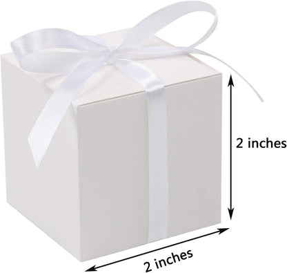 100pcs Small Gift Boxes, Favor Boxes 2x2x2 inches Paper Gift Boxes with Ribbons Candy Box for Wedding Favors Baby Shower Bridal Shower - Lasercutwraps Shop