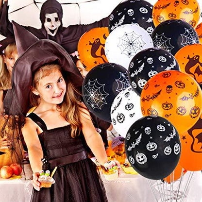 50 Pieces Halloween Latex Balloons, 12 Inch Pumpkin Bat Ghost Skull Specter Spider Web Balloons for Halloween Party Decorations - Lasercutwraps Shop