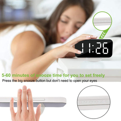 Digital Clock Large Display, LED Electric Alarm Clocks Mirror Surface for Makeup with Diming Mode - Lasercutwraps Shop