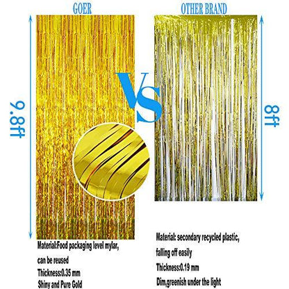 2pcs 3.2 ft x 9.8 ft Metallic Tinsel Foil Fringe Curtains for Party Photo Backdrop Wedding Decor - Lasercutwraps Shop