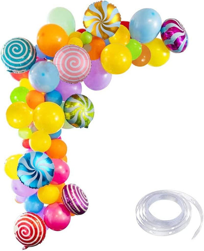 Sweet Candy Balloon Garland Arch Kit, 90pcs 18inch Round Lollipop Mylar Foil Balloons - Lasercutwraps Shop