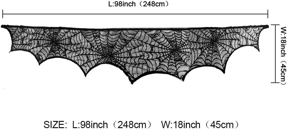 Cobweb Fireplace Scarf Halloween Decoration Black Lace Spiderweb Mantle Scarf Halloween Party Supplies, 18 x 96 inch - Lasercutwraps Shop