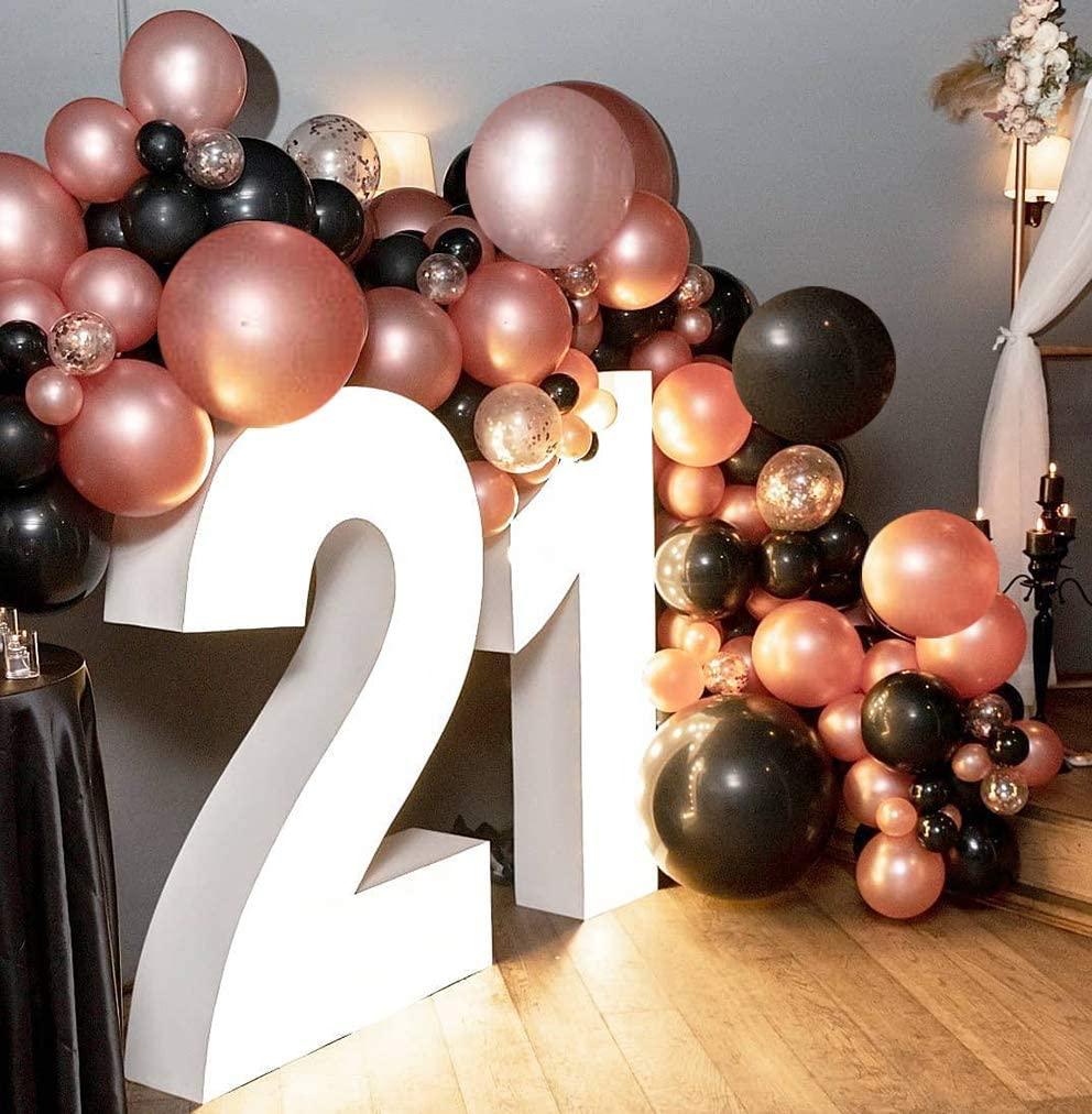 Rose Gold Balloon Garland Arch Kit Black and Rose Gold Confetti Latex Balloon - Lasercutwraps Shop