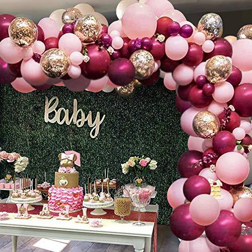 119Pcs Burgundy Pink Balloon Arch Garland Kit for Baby Shower Wedding Birthday Party Decorations - Lasercutwraps Shop