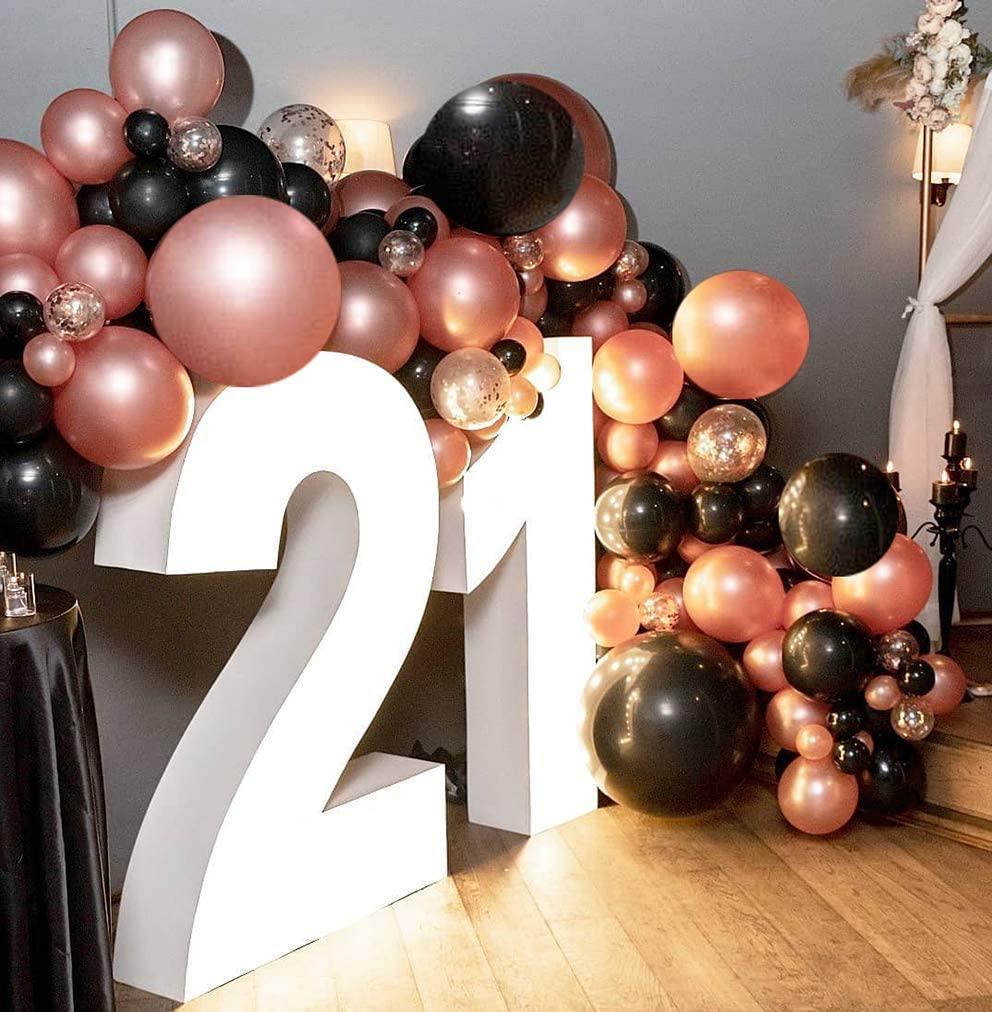 Rose Gold Balloon Garland Arch Kit Black and Rose Gold Confetti Latex Balloon - Lasercutwraps Shop