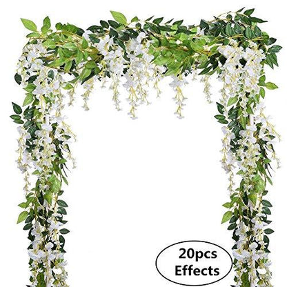 4Pcs 6.6Ft/Piece Artificial Flowers Silk Wisteria Garland for Outdoor Wedding Arch Floral Decor - Lasercutwraps Shop