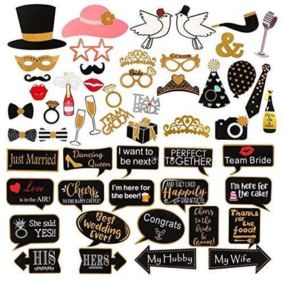 60Pcs Wedding Photo Booth Props Pose Sign Kit Wedding Decoration Supplies - Lasercutwraps Shop