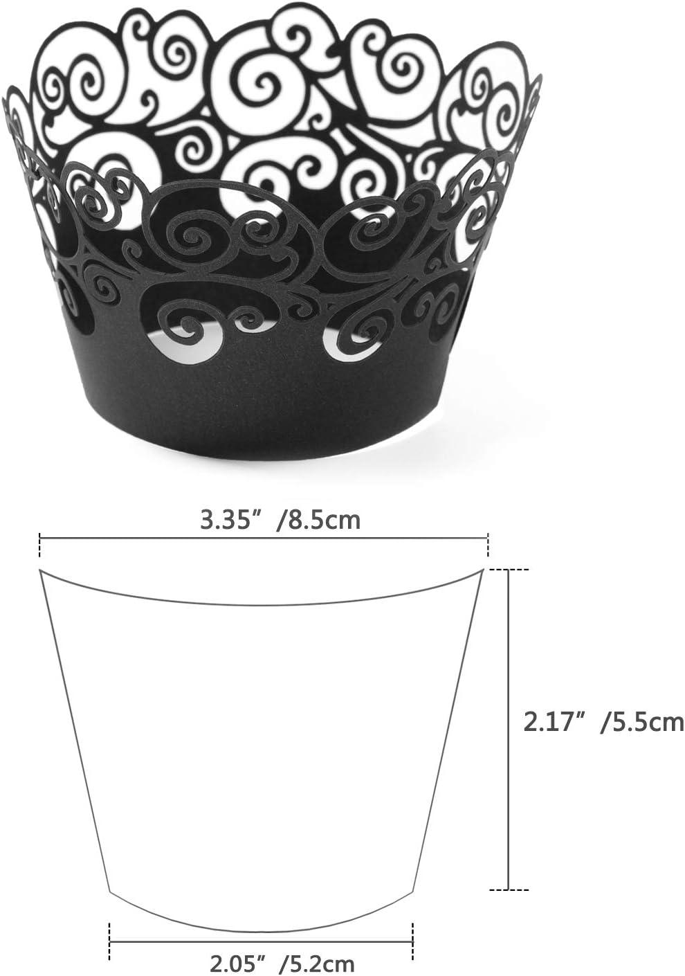 100 Pack Cupcake Wraps Filigree Artistic Bake Cake Paper Cup Little Vine Laser Cut Liner Baking Cups - Lasercutwraps Shop