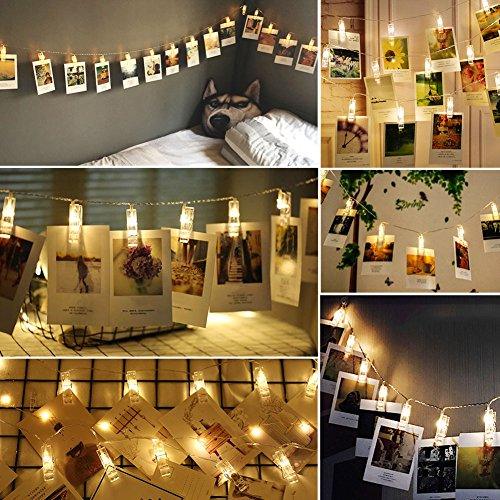 10 ft 20 LED Photo Clips String Lights Battery Operated Fairy String Lights with Clips for Hanging Pictures, Cards, Artwork - Lasercutwraps Shop