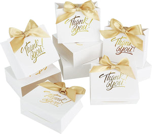 Small Gift Bags, 50 Pack Small Thank You Bags 4.5x1.8x3.9 Inches Party Favor Bags White Paper Gift Bags Candy Bags with Bow Ribbon - Lasercutwraps Shop