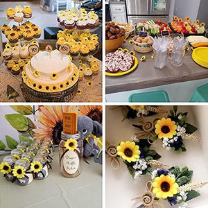 200pcs Artificial Yellow Sunflower Heads 1.8 Inches Silk Fabric Fake Sunflower Heads for Wedding Decoration Bridal Bouquet DIY Handicrafts - Lasercutwraps Shop