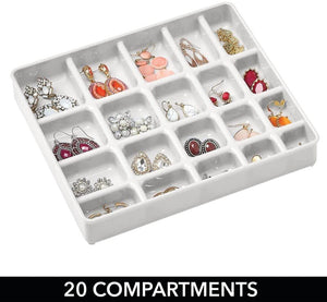 Stackable Plastic Storage Jewelry Box - 2 Organizer Trays with Lid for Drawer, Dresser, Vanity - Holds Necklaces, Bracelets, Bangles, Rings, Earrings - Lasercutwraps Shop