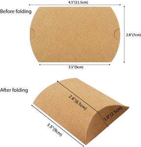 Kraft Pillow Boxes 100pcs Small Gift Boxes, 3.5 x 2.8 Inches Mini Favor Boxes for Packaging Small Business, Soap, Jewelry and Wedding Party - Lasercutwraps Shop