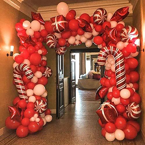Christmas Balloon Garland Arch kit 144 Pieces with Christmas Red White Candy Balloons Christmas Party Decorations - Lasercutwraps Shop