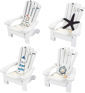 Set of 4 Mini Adirondack Beach Chair Ornaments for Coastal, Ocean, Nautical Theme Home Bathroom Decorations (4 in) - Lasercutwraps Shop