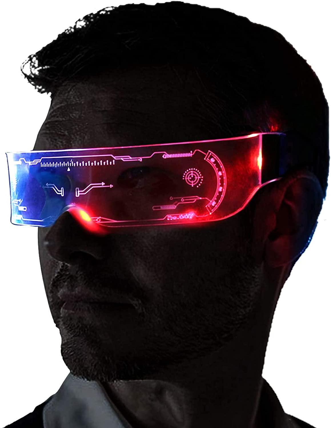 LED Visor Glasses Cyberpunk, Light Up Glasses with 7 Colors and 5 Modes, Luminous Glasses for Cosplay Halloween - Lasercutwraps Shop