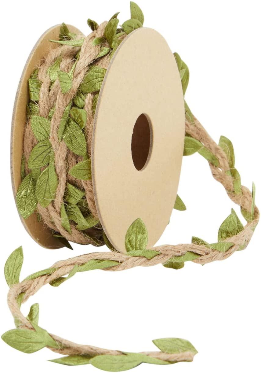 4 Rolls Burlap Leaf Ribbon for Jungle Safari Birthday Party Decorations, 16 Feet Jute Vine Garland for Wreaths, Baby Shower, Classroom - Lasercutwraps Shop