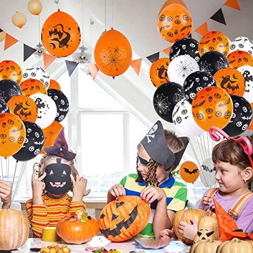 50 Pieces Halloween Latex Balloons, 12 Inch Pumpkin Bat Ghost Skull Specter Spider Web Balloons for Halloween Party Decorations - Lasercutwraps Shop