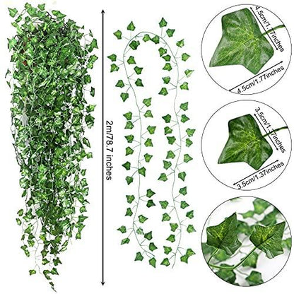 24pcs 158 Feet Fake Ivy Leaves Fake Vines Artificial Ivy, Silk Ivy Garland Greenery Artificial Hanging Plants for Wedding Wall Decor, Party Room Decor - Lasercutwraps Shop