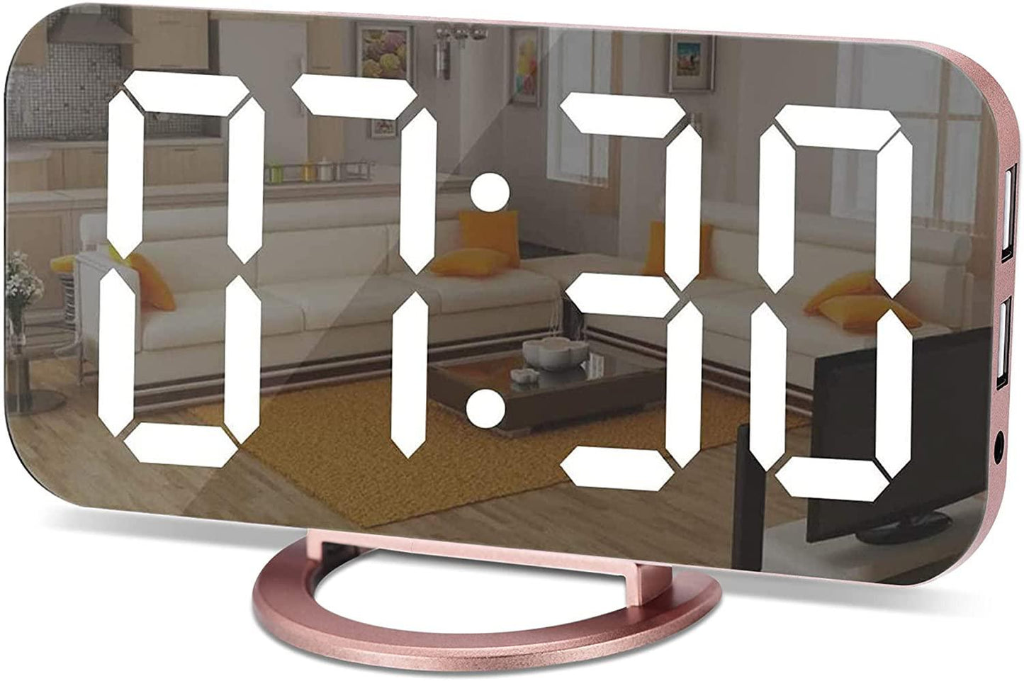 Digital Clock Large Display, LED Electric Alarm Clocks Mirror Surface for Makeup with Diming Mode - Lasercutwraps Shop