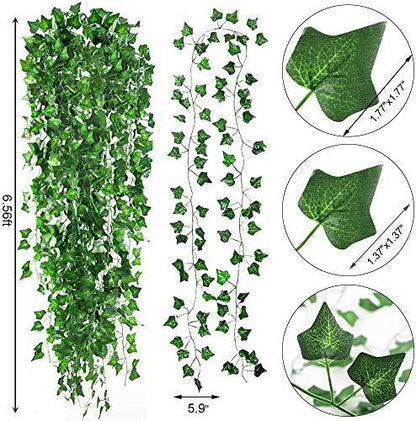 12 Pack 98 Feet Fake Ivy Leaves Artificial Ivy Garland Greenery Garlands Hanging Plant Vine for Wedding Wall Party Room Astethic Stuff Decor - Lasercutwraps Shop