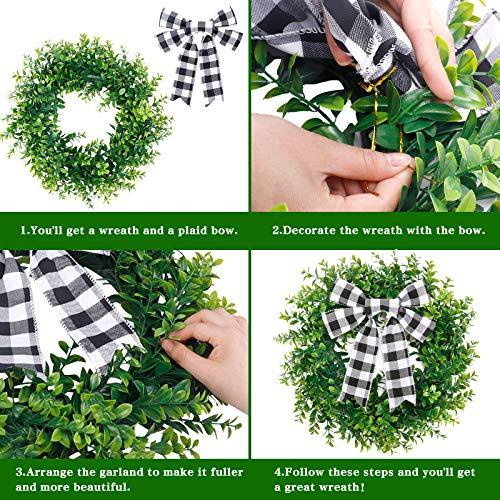 15 Inches Artificial Boxwood Wreath Spring Summer Wreath Faux Green Leaves Greenery Wreath - Lasercutwraps Shop