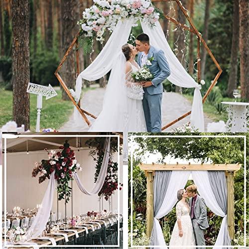 Wedding Arch Drapes 2 Panels 6 Yards White and Gray Sheer Chiffon Fabric Drapery Wedding Backdrop Decor - Lasercutwraps Shop