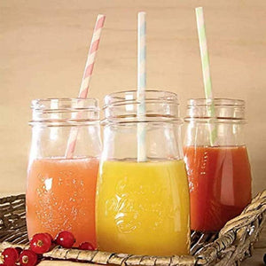 100PCS Biodegradable Paper Straws Bulk, Assorted Rainbow Colors Striped Drinking Straws for Juice - Lasercutwraps Shop