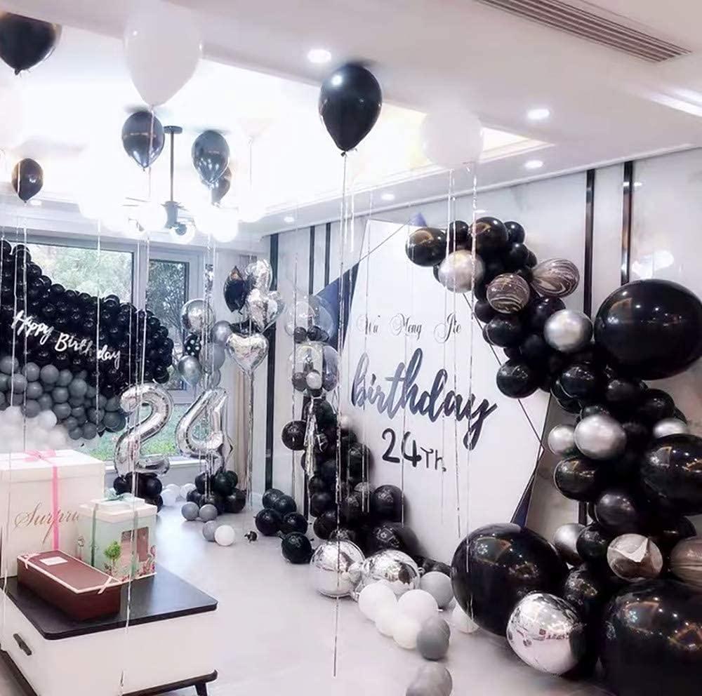 Black And Silver Balloons Garland Arch Kit Black Agate Marble Balloons Decorations For Parties Birthday - Lasercutwraps Shop