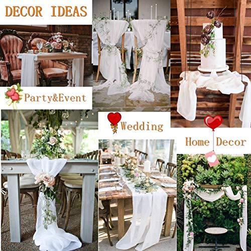 10ft White Chiffon Table Runner 2 Packs 28x120 Inches Romantic Rustic Wedding Table Runner Overlay Sheer Bridal Party Decorations - Lasercutwraps Shop