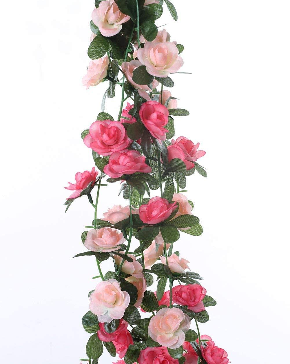 5 Pack 41 FT Fake Rose Vine Flowers Plants Artificial Flower Hanging Rose Ivy Home Wedding Party Decorations - Lasercutwraps Shop