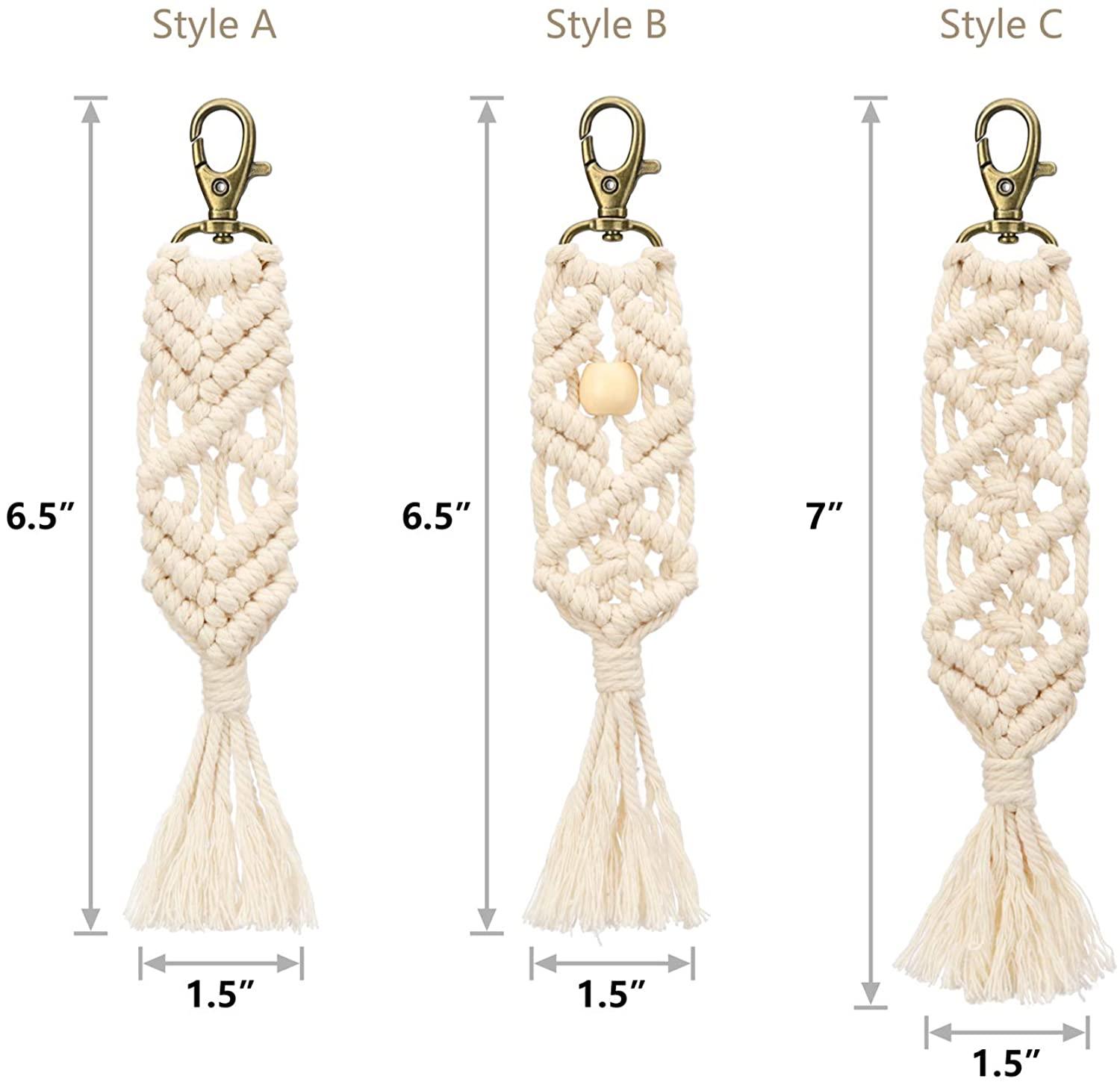 3 Pcs Mini Macrame Keychains Boho Macrame Bag Charms with Tassels - Lasercutwraps Shop