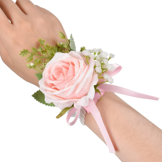 2Pcs Boutonniere Buttonholes and Wrist Corsage Wristband Roses Wrist Corsage, Groom Groomsman Best Man - Lasercutwraps Shop