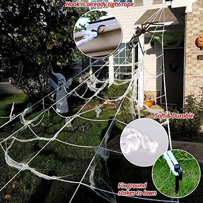 200" Halloween Spider Web + 20" Giant Spider Decorations Fake Spider with Triangular Huge Spider Web - Lasercutwraps Shop