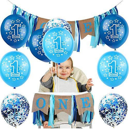 1st Boy Happy Birthday Confetti Balloons,First Birthday Decorations 12 Inch Large Navy Blue Latex Helium Balloons Perfect for Baby one birthday Party Supplies(Pack of 15) - Lasercutwraps Shop