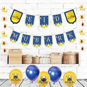 Ramadan Mubarak Party Decoration Supplies Eid Mubarak Banner Eid Mubarak Latex Balloons - Lasercutwraps Shop