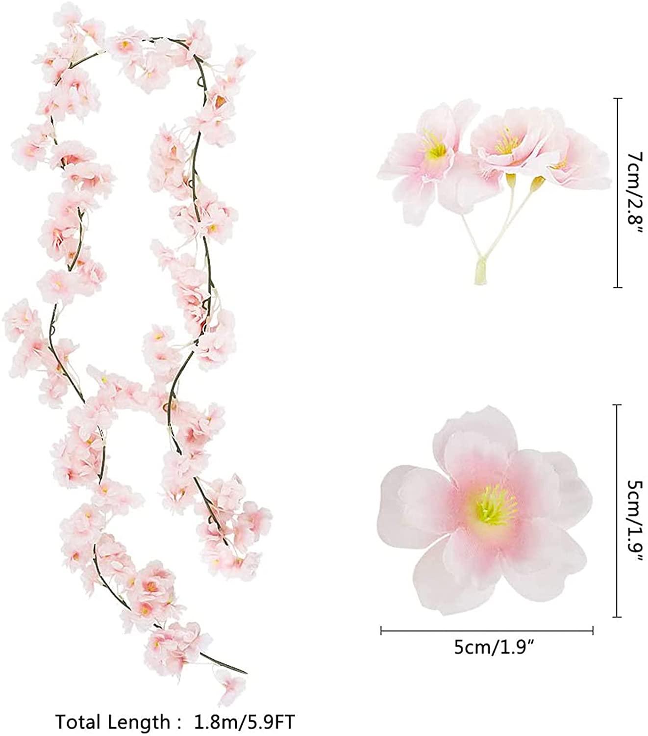 4pcs Artificial Cherry Blossom Flower Vines Artificial Flowers for Outdoors Hanging Silk Flowers Garland for Wedding Decor - Lasercutwraps Shop