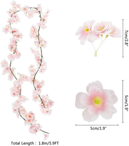 4pcs Artificial Cherry Blossom Flower Vines Artificial Flowers for Outdoors Hanging Silk Flowers Garland for Wedding Decor - Lasercutwraps Shop